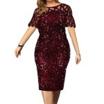 2026 Women Shiny Party Dresses M-5XL Size Evening Clothing
