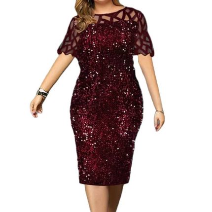 2026 Women Shiny Party Dresses M-5XL Size Evening Clothing