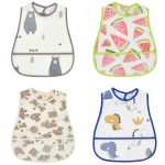 p 2023New Cartoon Pattern EVA Waterproof Pocket Lunch Feeding Bibs Adjustable Baby Bibs Cute Children Baby Apron Kids Burp Cloths