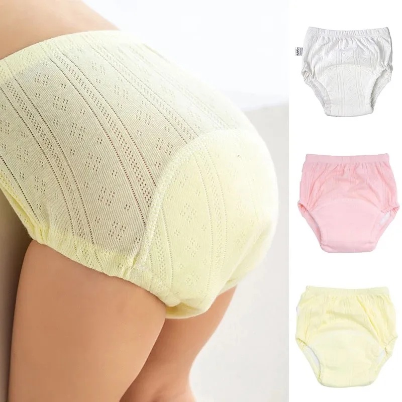 S13c9d9a40fbe4ac79c36541f517dc163l (2) Newborn Training Pants Baby Shorts Solid Color Washable Underwear Boy Girl Cloth Diaper Reusable Nappies Infant Panties