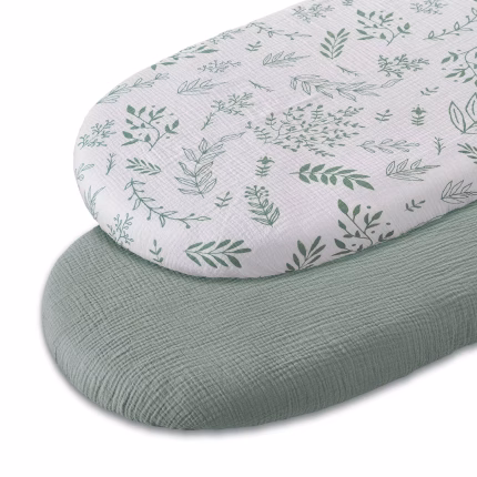 1/2Pcs 32x17 Muslin Bassinet Sheets for Baby Girl Boy Soft Breathable Bassinet Sheets Fitted Fit for Oval Cradle Moses Basket