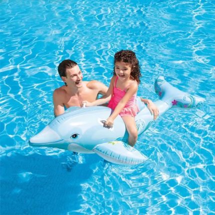 Dolphin Ride-On Inflatable Pool Float for Kids Children Swimming Pools Toy Summer Outdoor Water Fun