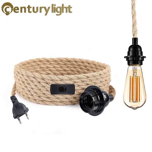 2M-3M-Vintage-Style-Hemp-Rope-Pendant-Light-Cord-Kits-Eu-Plug-Switch-E27-Lamp-Holder.jpg_500x500xz.jpg_ 2M 3M Vintage Style Hemp Rope Pendant Light Cord Kits Eu - Image 1