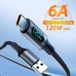 6A 120W USB A To Type C Super Fast Charge Cable Nylon Data Cord