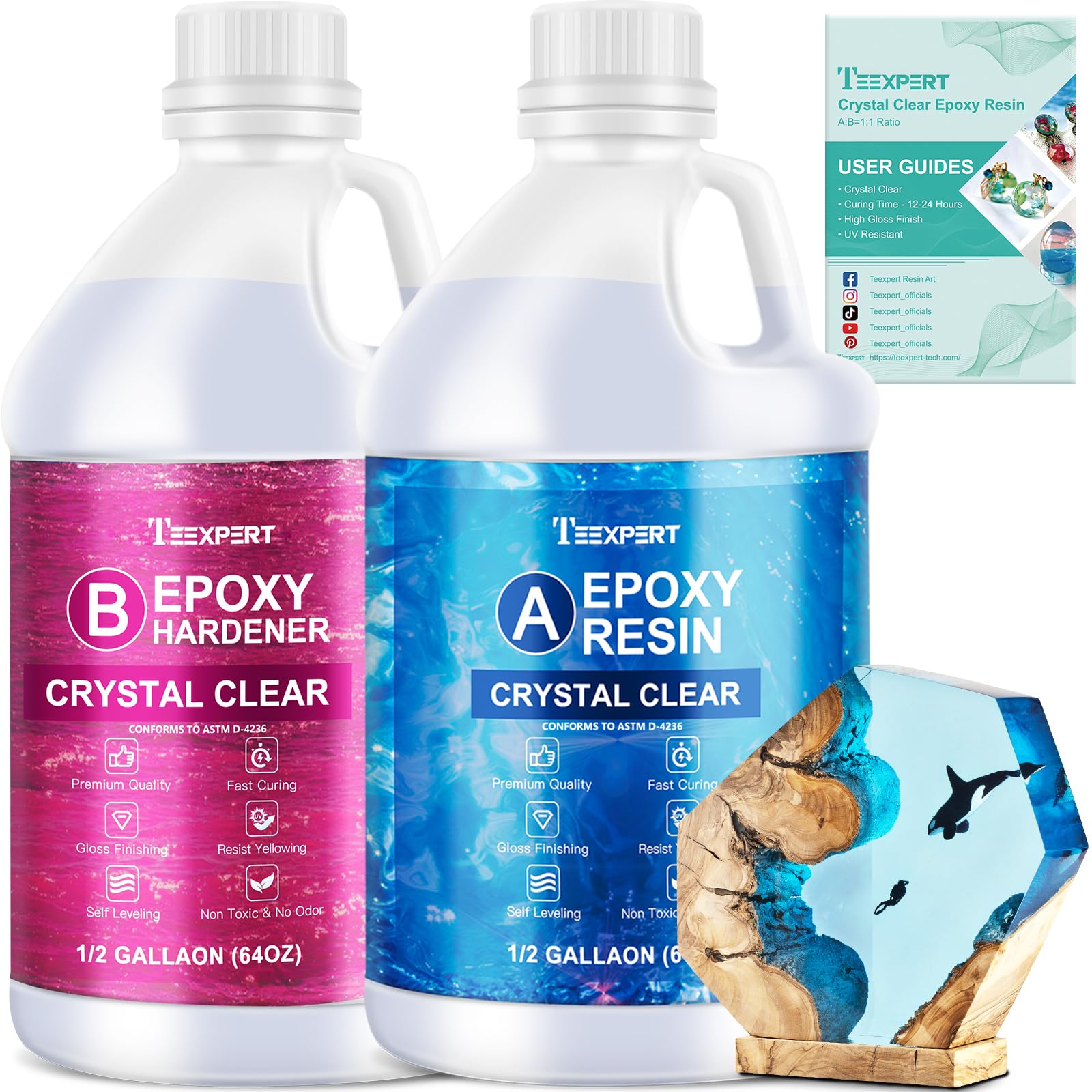 Version 1.0.0 Teexpert Epoxy Resin Crystal Clear: 64OZ Epoxy Resin - Image 1