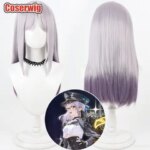 Coserwig Synthetic Hair Neon Cosplay Wigs Nikke The Goddess of Victory Neon 60cm Long Straight Mixed Purple Wig Heat Resistant (New)