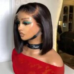 Straight Short 13x4 Bob Wig Vietnamese 100% Human Hair Preplucked 4x4 Closure Lace Frontal Bone Straight Bob Wig 200% Density (New)