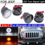 Front LED Turn Signal Assembly White Daytime Running Lights Amber Turn Signal Indicator Lamp For Jeep Wrangler JK 2007-2017 (New)