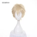 ccutoo 12inch Light Golden Short Fluffy Layered Synthetic Wigs APH Axis Powers Hetalia England Cosplay Wig Heat Resistance Hair (New)
