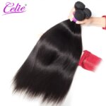 Celie Hair Peruvian Straight Hair 3 Bundles Deal 10-28 inch Natural Black Color Remy Hair Extensions Human Hair Weave Bundles (New)