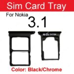 1 Set Sim Card Tray Holder Nokia 3  31  31 Plus TA-1032 Sim SD Slot Card Reader Adapter Replacement Repair Parts Black (New)