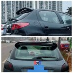 For Peugeot 206 High Quality ABS Car Rear Roof Wing Spoiler Glossy Black Carbon Fiber Look (New)