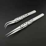 Electronics Industrial Tweezers Precision Anti-static Curved Straight Tip Stainless Forceps Phone Repair Hand Tool Sets (New)