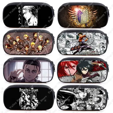 S099c551e6ce94af5b8e59a1e9f0ec309u_480x480q75 Anime Attack on Titan Cosmetic Case Pencil Bag Shingeki No Kyojin Stationary Storage Pen Bag Levi Eren Pencil Box School Cases (New) - Image 1