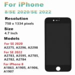 AAA Screen iPhone SE 2020 2nd SE2 LCD Display Touch Digitizer Assembly iPhone SE 2022 3rd SE3 LCD iPhone 8 Display Bangladesh (New)