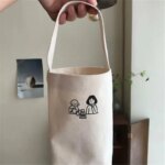 Portable Tote Bag Water Cup Bottle Holder Coffee Milk Tea Canvas Bag Eco Mini Storage Small Umbrella Handbag Red Wine Bag (New)