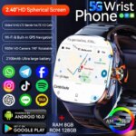 5G/4G Smart Watch 2.4 inch AMOLED 2100mah Battery 8GB+128GB RAM 900W Camera GPS WIFI Google APP Download Smartwatch Android 10.0 (New)