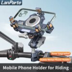 Motorcycle Phone Holder Wireless Charging 360° Adjustable Shock Absorbing Aluminum Handlebar Mount for Bike Scooter (New)