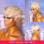 Blond 613 Short Pixie Cut Human Hair Wig With Bangs For Black Women 1B# Brazilian Straight Remy Hair Bob Full Machine Made Wigs (New)