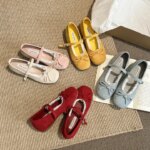 Womens Fashion Round Head Shallow Mouth Mary Janes Butterfly Knot Metal Buckle Soft Sole Non-slip Flat Shoes Loafers Shoes (New)