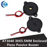 30X5.5MM Enclosed Piezo Passive Buzzer Element W/Wires AT3040 (New)