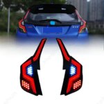 Taillights For Honda Fit Jazz 2014 2015 2016 2017 2018 2019 Tail Lamp Rear Fog Light LED DRL Sequential Signal E-mark Assembly (New)