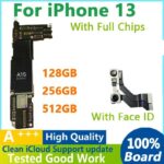 Fully Tested Authentic Motherboard for iPhone 13 Mainboard with Face ID Chips Logic Board IOS System Cleaned ICloud 128G 256G