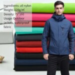 228T Ripstop Nylon Fabric Down Jacket Waterproof By Meters for Coat Sportswear Windbreaker Diy Sewing Cloth Windproof Soft Plain (New)