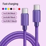 66W 5A USB C To Type C Fast Charging Data Cable USB Type C to Type-C Nylon Braided Quick Charge Charger Adapter Cable 1m 2m 3m (New)