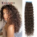 Water Wave Tape in Human Hair Extension Brazilian Hair Skin Weft Tape in Curly Human Hair 20 Pcs/Set Black Brown Blonde Color (New)
