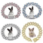 New Link Chain Dog Diamond Chain Collar Hip Hop Diamond Bling Diamond Dog Necklace Bling Inlaid Rhinestone Pet Crystal Necklace (New)