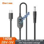 USB C to DC Power Cable 140W Type C to 5V 9V 12V 15V 20V 28V Adjustable Voltage Adapter Connector Cable for Laptop Routers (New)