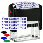 Custom Rubber Stamp Personalized Self Inking Stamps Customized Name LOGO Signature Ink Stamp for Business Office Date Address (New)