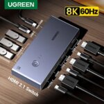 UGREEN 8K 60Hz HDMI KVM Switch USB C USB3.0 KVM Switcher 2 PCs Sharing 1 Monitor Printer Keyboard Mouse Support 3D HDR Vision (New)