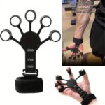 New Black Finger Exerciser Hand Grip Strengthener Adjustable Silicone Forearm Wrist Trainer for Fitness Workouts Home Gym (New)