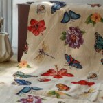 Dragonfly Butterfly Pattern Yarn Dyed Thick Jacquard Fabric Sofa Pillow Case Bag Suit Making Fabric 50cmx150cm (New)