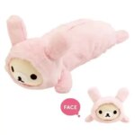 Rilakkuma Bunny Plush Pencil Case for Girls Kids School Cute Pink Pencil Pouch Pen Bag Kawaii Storage Bag (New)
