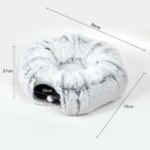 Plush Cat Bed With Tunnel Home Multifunctional Cat Toys Fluffy Donut Foldable Cat Passage Warm Cat Nest Universal Pet Supplies (New)