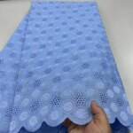 5 Yards Swiss Dry Lace Fabric with Beads Embroidery African Cotton Lace Popular Dubai Style for Women Party Dress TV5-502-2 (New)