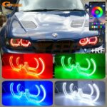 For BMW E46 Coupe Convertible Sedan M3 RF Remote Bluetooth APP Multi Color DTM M4 Style RGB LED Angel Eyes Kit Halo Rings (New)