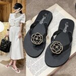 Summer New Shoes for Women Flowers Slipper Outdoor Beautiful Flip Flops Girl Street Soft Beach Shoes (New)