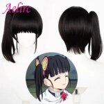 Tsuyuri Kanao Demon Slayer Cosplay Wig Anime Coser Synthetic Short Straight Wig High Quality Heat Resistant Fiber Wig Halloween (New)