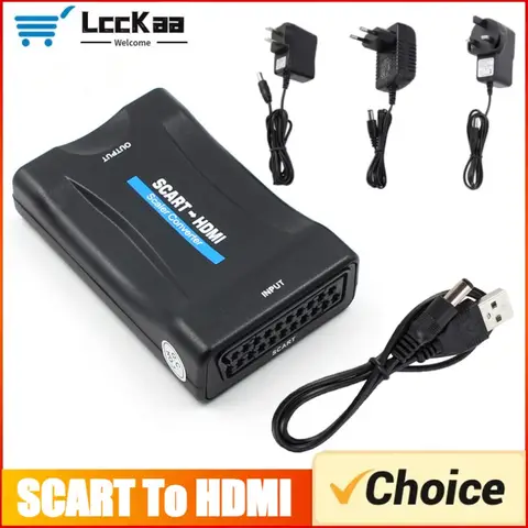 S6309eeabb0f542e9aa45c0dd7da50b63v_480x480q75 SCART To HDMI-compatible 1080P Video Audio Upscale Converter Adapter with USB Cable for Sky Box STB Plug and Play DC Cable (New) - Image 1