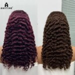300% Density 5x5 Lace Burmese Deep Curly Hair Wig 99J Double Drawn Human Hair Wig Transparent Lace Front Wig for Black Women (New)