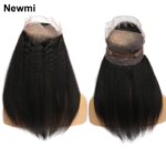 Kinky Straight 360 Lace Frontal Only Newmi Kinky Straight Human Hair 360 Lace Closure for Women Pre Plucked Natural HairLine (New)