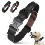 Real Leather Dog Collar With Handle Tactical Military Dog Leather Collar For Medium Large Dogs German Shepherd Training Hunting (New)