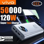 VIVO 50000mAh Power Bank High Capacity 120W Fast Charging Power Bank Portable External Battery Charger With LED Digital Display Bangladesh (New)