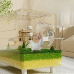 Gold Bear Hamster Cage 60cm Extra Large Acrylic Enclosure Bite Proof Easy Clean Villa Transparent Ventilated Small Pet Home (New)