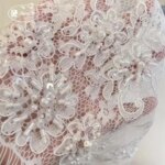 1.5 Meter/Piece. Superior Quality White Sewn Bead Lace Head Veil Wedding Dress Decorative Accessories Handmade DIY. (New)