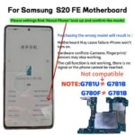 Unlocked S20 FE G781 Board For Samsung Galaxy S20 Ultra G980F G981 G988U G988B S20 Plus G985F G986B G986U Motherboard Full Chips (New)